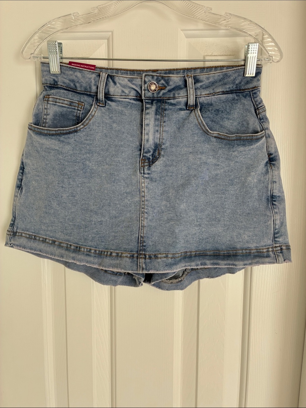Classic Light Blue Denim Mini Skort